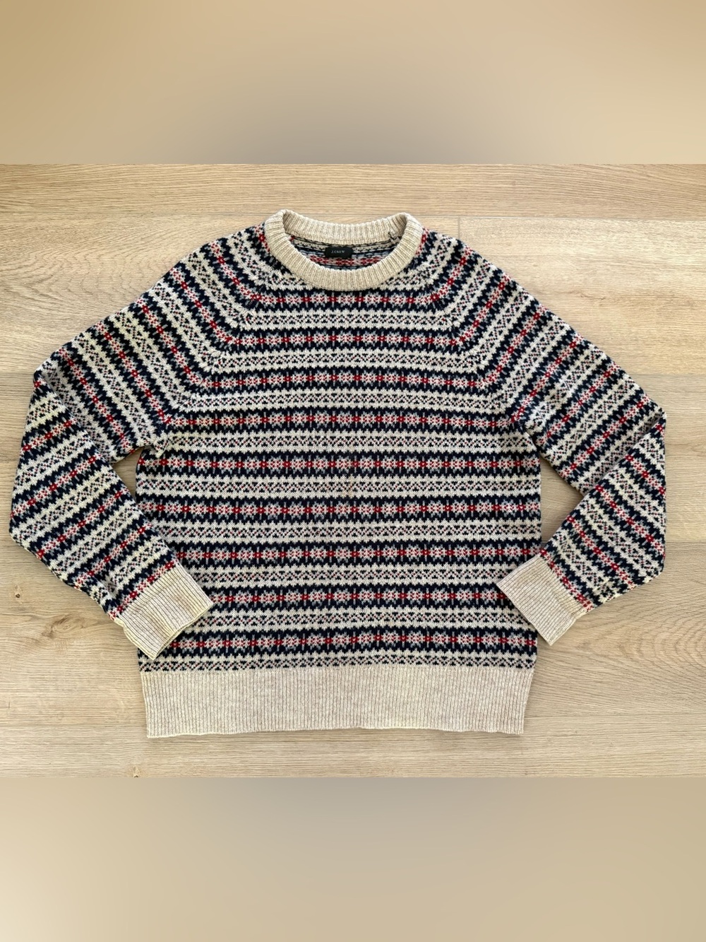 J.Crew Men’s Fair Isle Lambswool Crewneck Sweater Large
